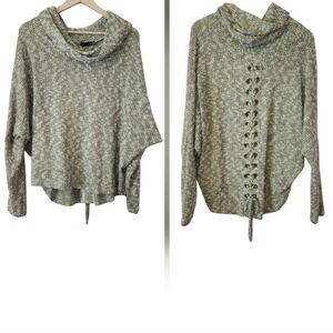 ARIELLA Women’s Cowl Neck Brushed Lace Up Back, color Silver, size L